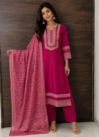 Pink Ajrakh Dress Suit