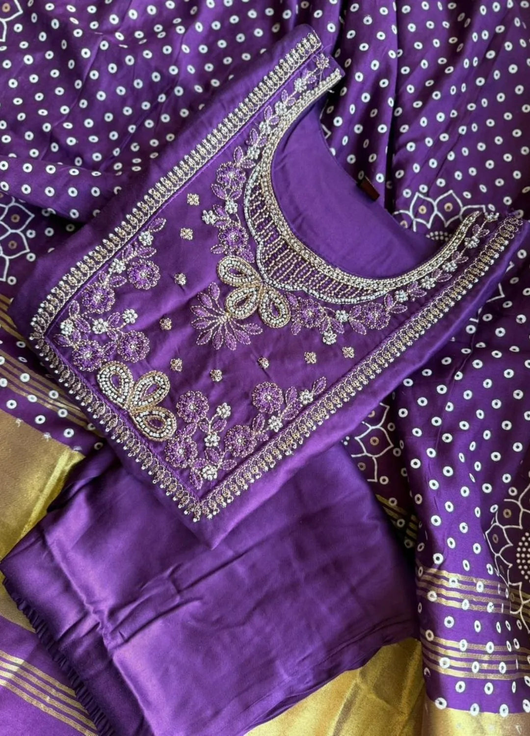 Purple Bandhani Dress Suit