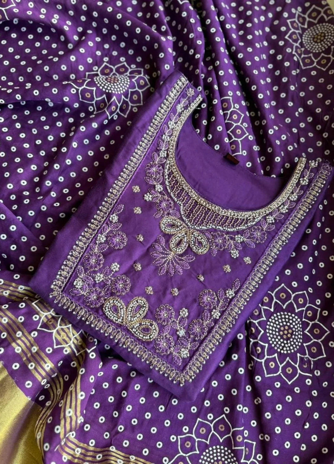 Purple Bandhani Dress Suit