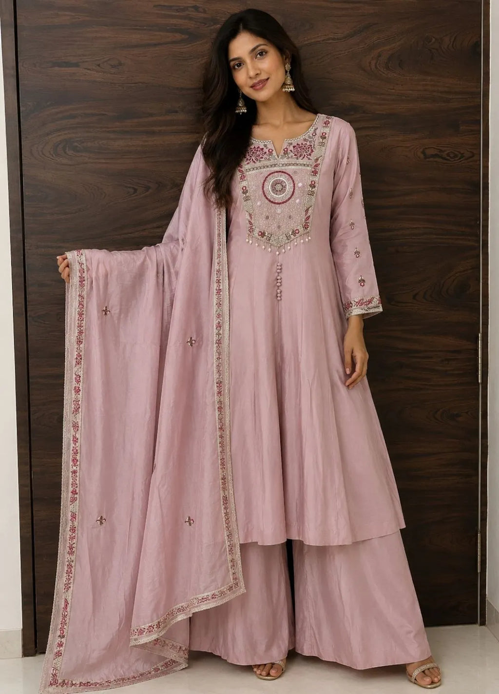 Meher Pink Indo Western 3 piece suit Set