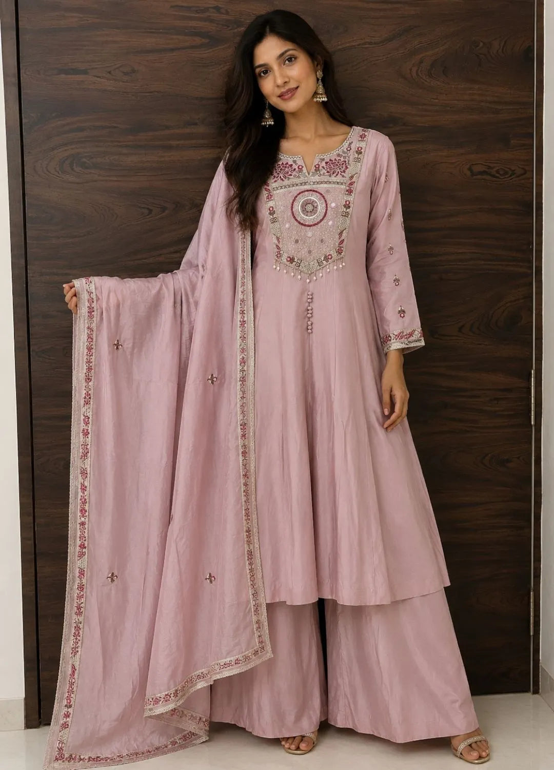 Meher Pink Indo Western 3 piece suit Set