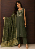 Olive Green Bandhani Dress Suit