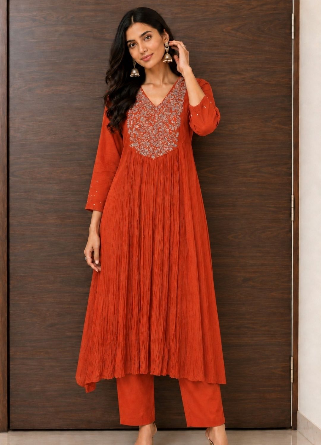 Orange Bloom Chiffon Set